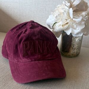 Victorias Secret Pink Maroon Velvet Baseball Cap